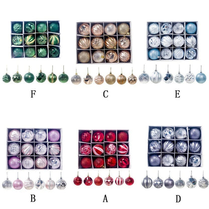 12pcs 6cm Assorted Christmas Ball Pendant Ball Ornament Set Ohberri