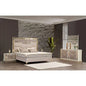 Modern Style 4-Piece Queen Upholstered Bedroom Set with Wood and Gold Accents in Beige - Ohberri