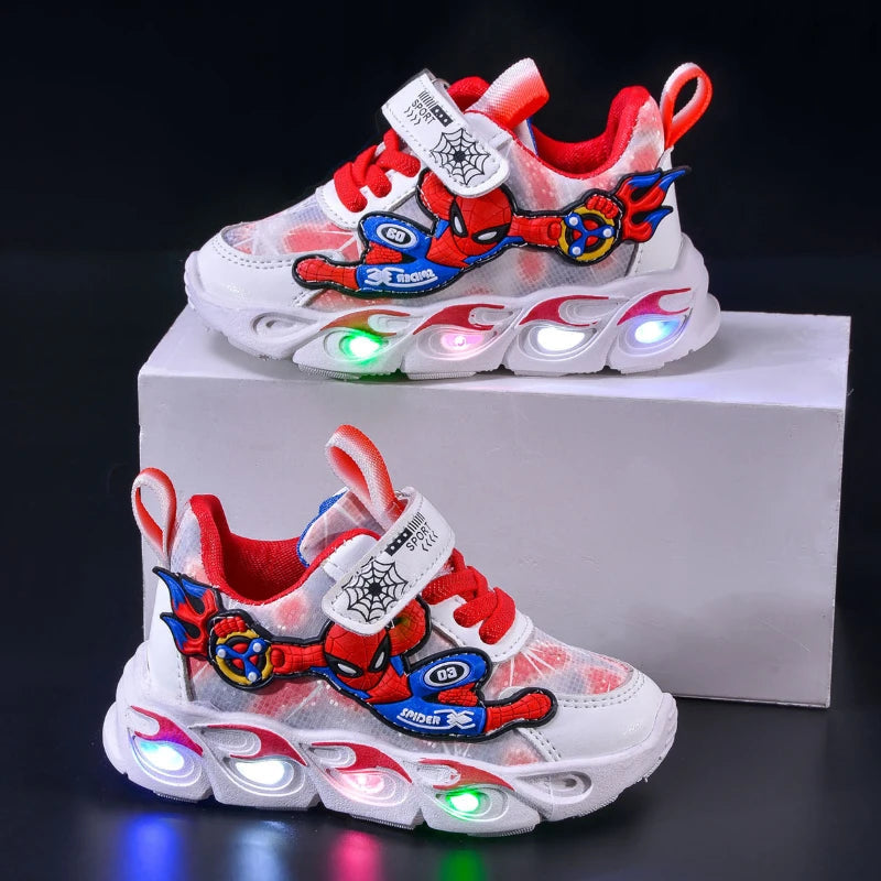 Disney Fashion Spiderman Baby Boys Sneakers Spring/autumn Children's Shoes Lighted Sneaker Trendy Kids Boy Sports Casual Shoes Ohberri