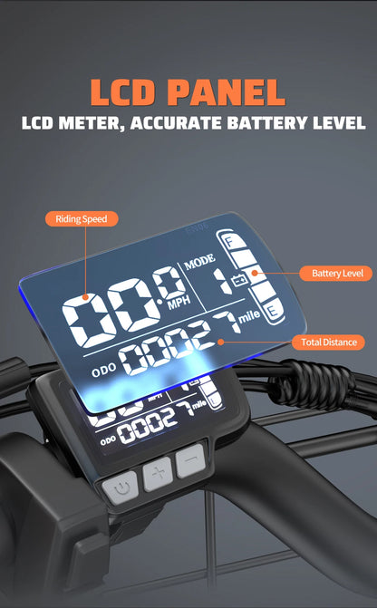 Electric Bike 20'' 1500W Up to 50 Miles 32MPH with 48V 20AH - Ohberri