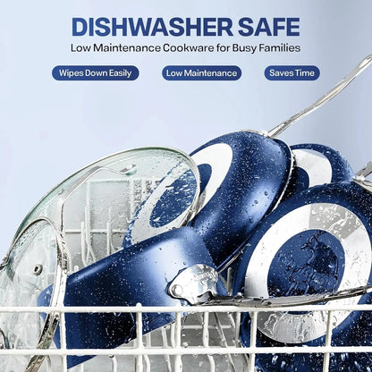 True 20 Pc Pots and Pans Set Non Stick Cookware Set with Deep Square Pan and Bakeware Set, Non Toxic Ohberri