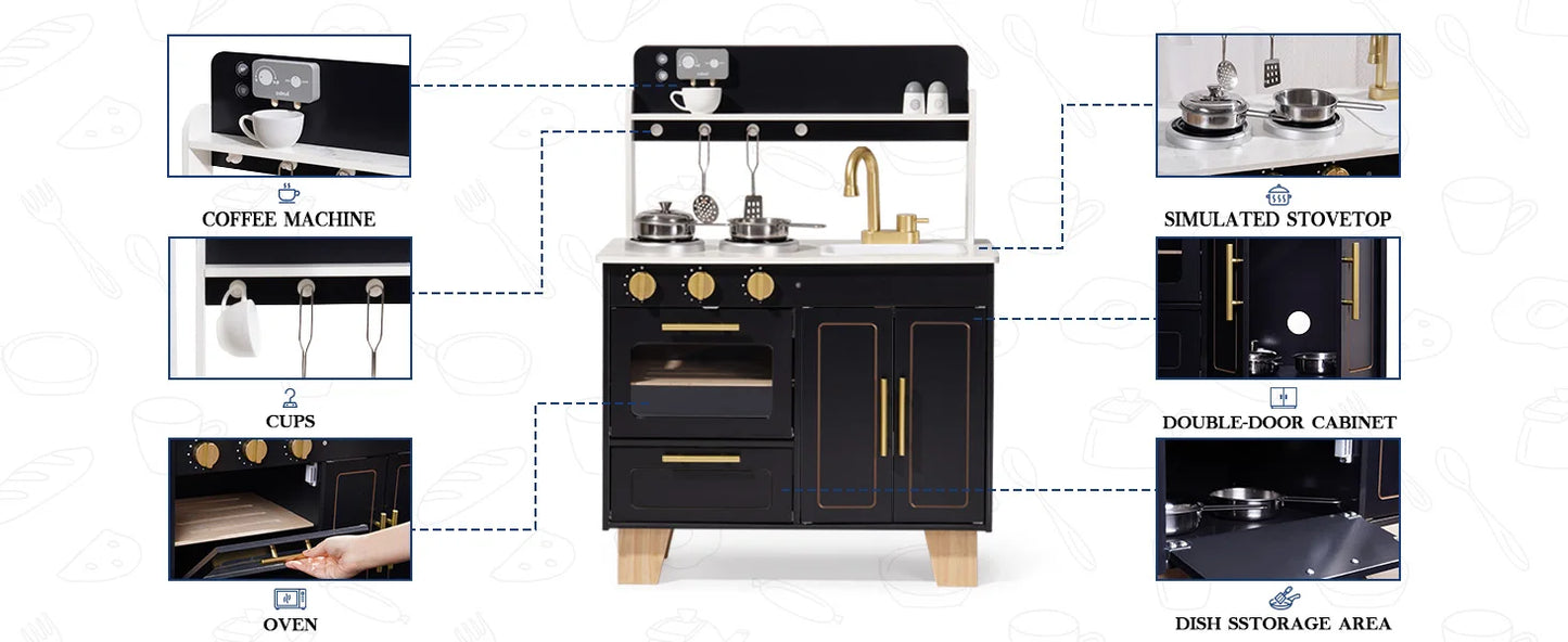 Play Kitchen Wooden with Marble-Style - Ohberri