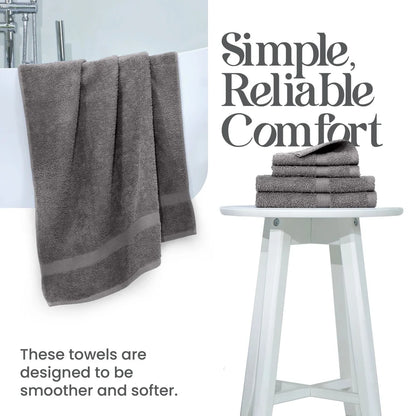 6-Piece Towel Set 600 GSM 100% Cotton Ultra Absorbent Soft Bath Towels Essential Bathroom Shower Pool Quick Dry Washcloths Hand - Ohberri
