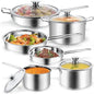 10-Piece Pots and Pans Set, Stainless Steel Cookware Set Ohberri