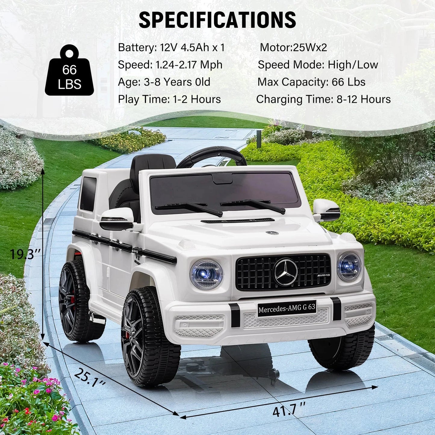 Electric Car for Kids Licensed G63 12V Ride on Toy with Remote Control Ohberri