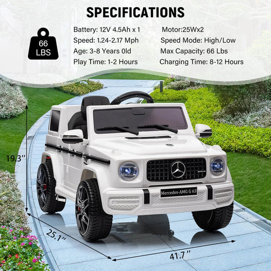 Electric Car for Kids Licensed G63 12V Ride on Toy with Remote Control Ohberri