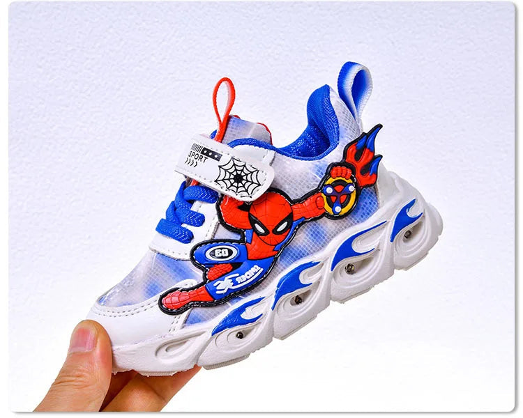 Disney Fashion Spiderman Baby Boys Sneakers Spring/autumn Children's Shoes Lighted Sneaker Trendy Kids Boy Sports Casual Shoes Ohberri