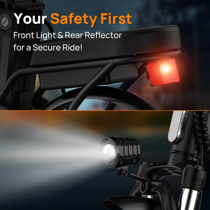 14" Foldable Electric bicycle Peak 500W Motor with 48V 7.5Ah 40 Miles Range 3 Hours Charge Time - Ohberri