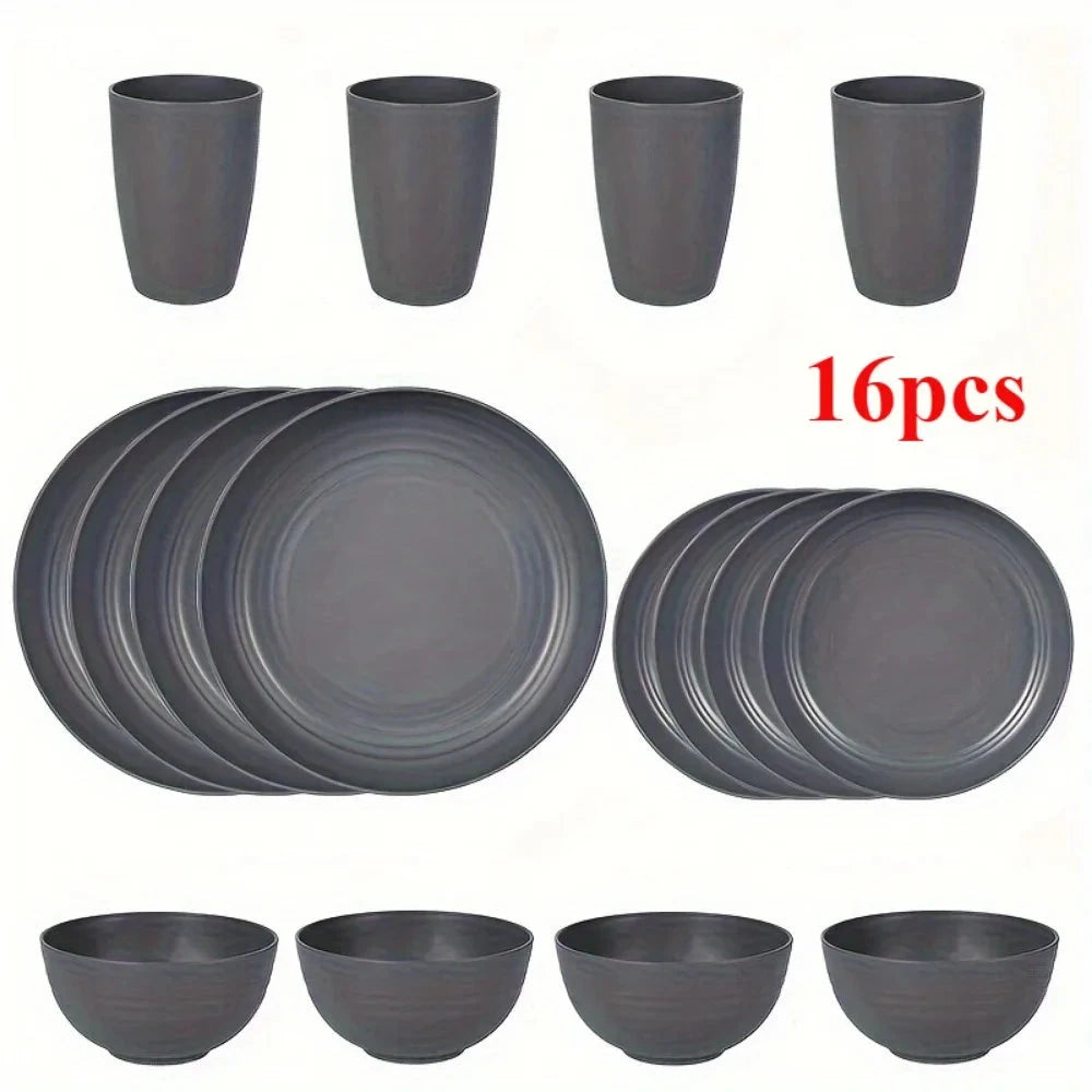 16/32pcs Plastic Tableware Set Ohberri
