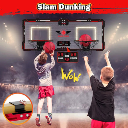 Basketball Hoop x2 Indoor Outdoor Electric Mini Basketball Scoreboard 4x Balls Ohberri