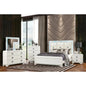 5 Pc King Upholstered Bedroom Set with Wood and Crystal Accents in White - Ohberri