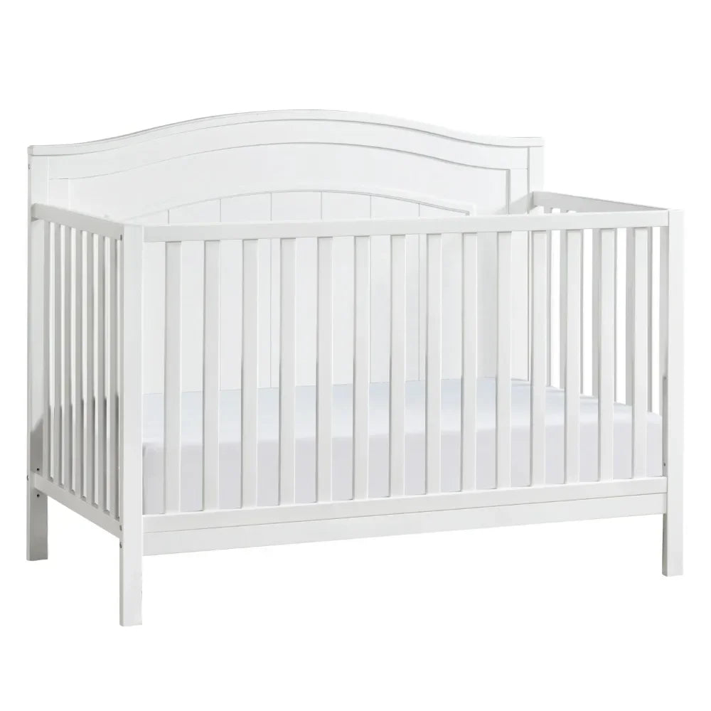 North Bay 4-in-1 Convertible Crib, Snow White, GREENGUARD Gold Certified, Wooden Crib Ohberri