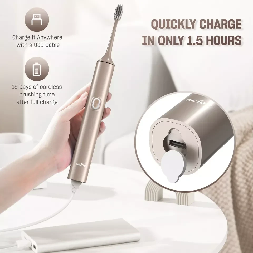 Electric Toothbrush with 8 Brush Heads for Adults Rechargeable Ohberri