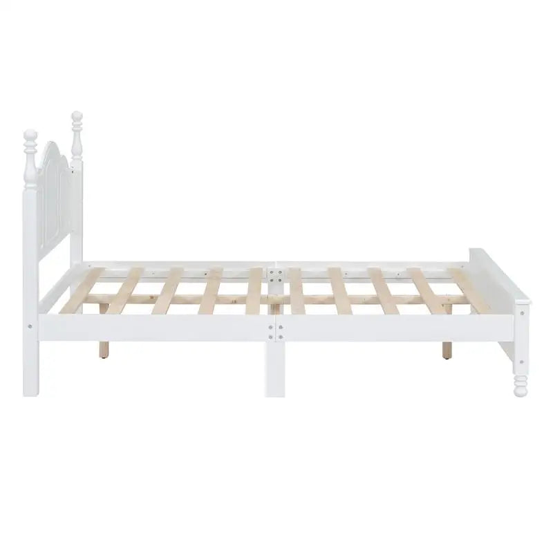 Full Size Wooden Platform Bed with 2 Nightstands, White 3-Piece Bedroom Set - Ohberri