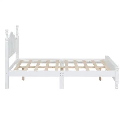 Full Size Wooden Platform Bed with 2 Nightstands, White 3-Piece Bedroom Set - Ohberri