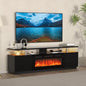 70'' TV Stand, Storage Cabinet & Electric Fireplace Heater with LED Light and 12 Flame Colors Ohberri