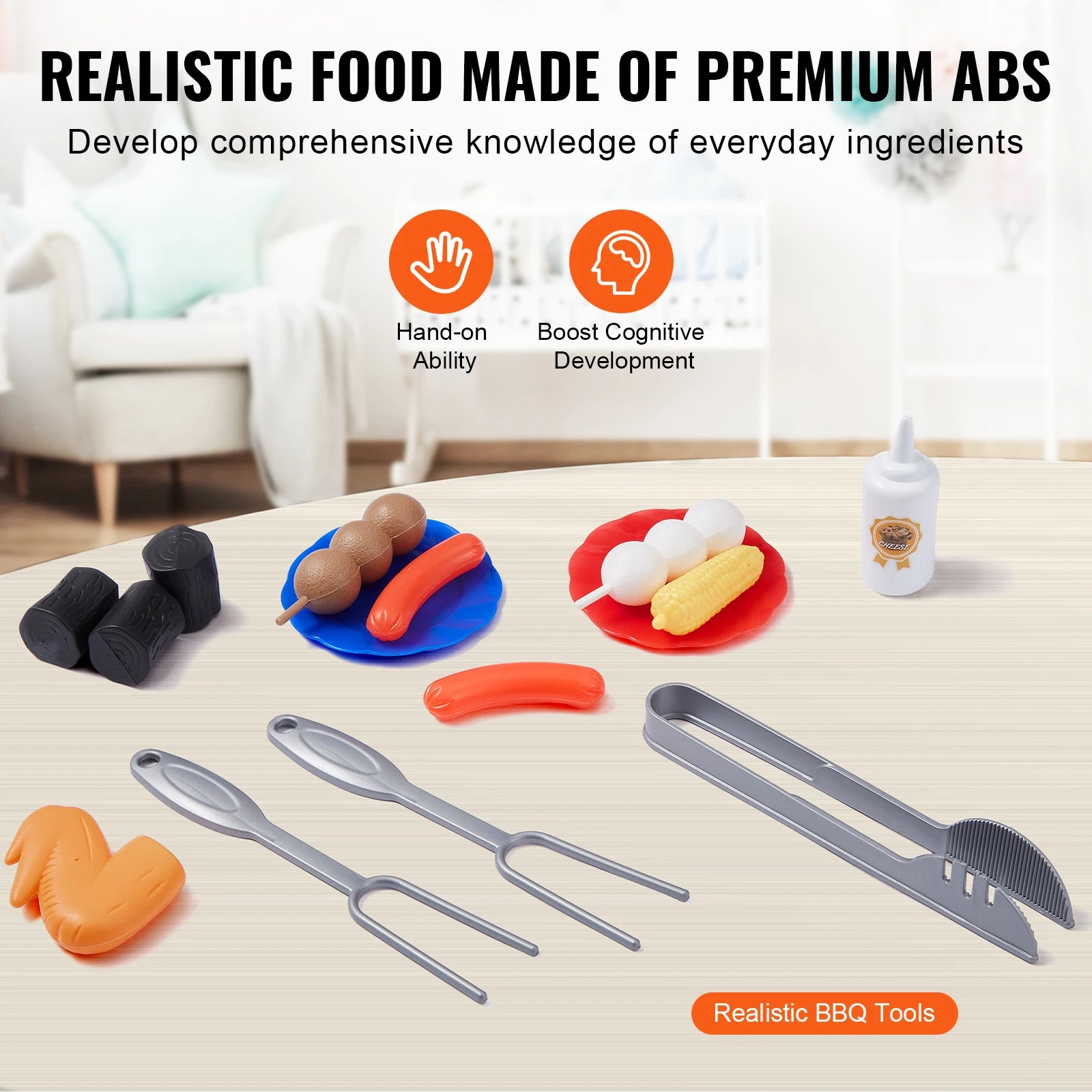 Kids BBQ Grill Toy Set with Pretend Smoke Sound Kitchen - Ohberri