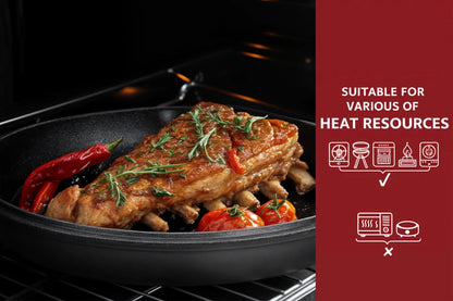 Dutch Oven & Skillet Combo，Preseasoned Cast Iron Cookware Set，2-In-1 Multi Cooker Ohberri