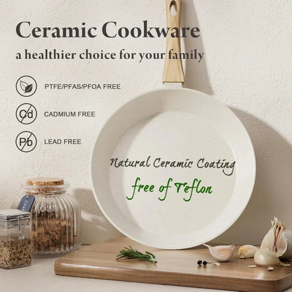 24 Pcs Pots and Pans Set, Non Stick Ceramic Cookware Set with 3 Stockpots, Healthy Non-Toxic, Large Capacity Ohberri