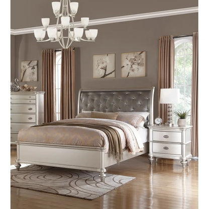 Glamorous 3pc Bedroom Set California King Size Bed 2x Nightstands Tufted Headboard Furniture - Ohberri