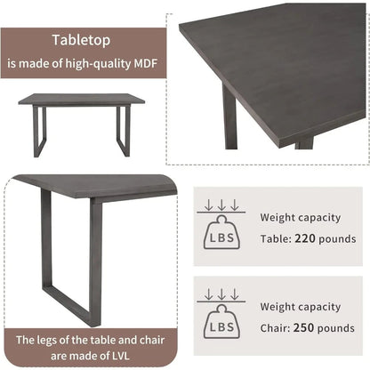6 Piece Dining Table Set with Rectangular Table and 4 High Back Upholstered Dining Chairs and Tufted Bench Ohberri