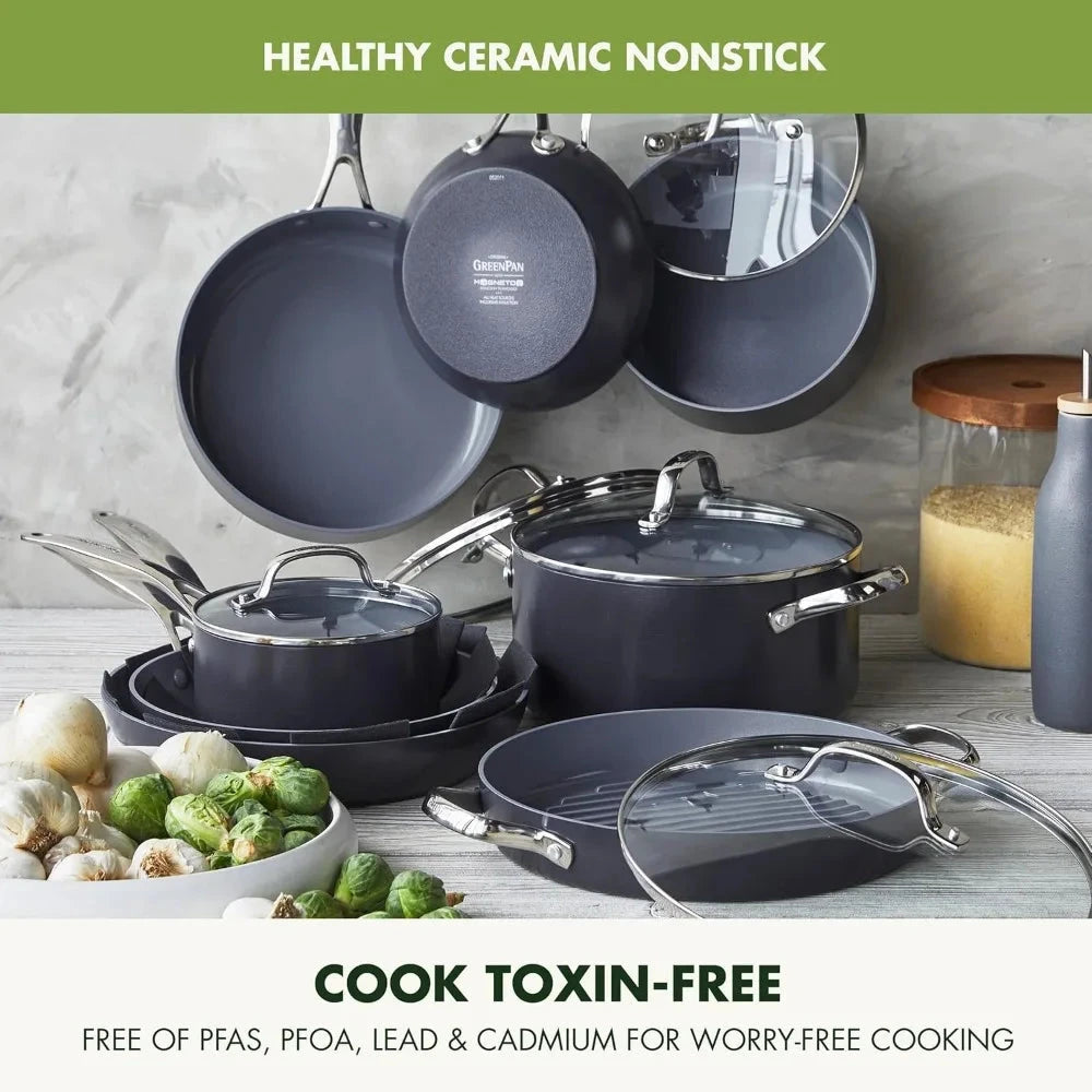 16-Piece Ceramic Nonstick Cookware Set - Induction Compatible Ohberri
