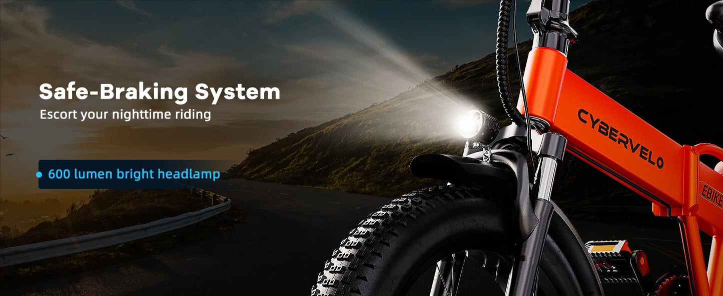 1000W Folding Electric Bike, 48V 20AH 30+MPH, 80 Miles Max Range, 20" Tire - Ohberri