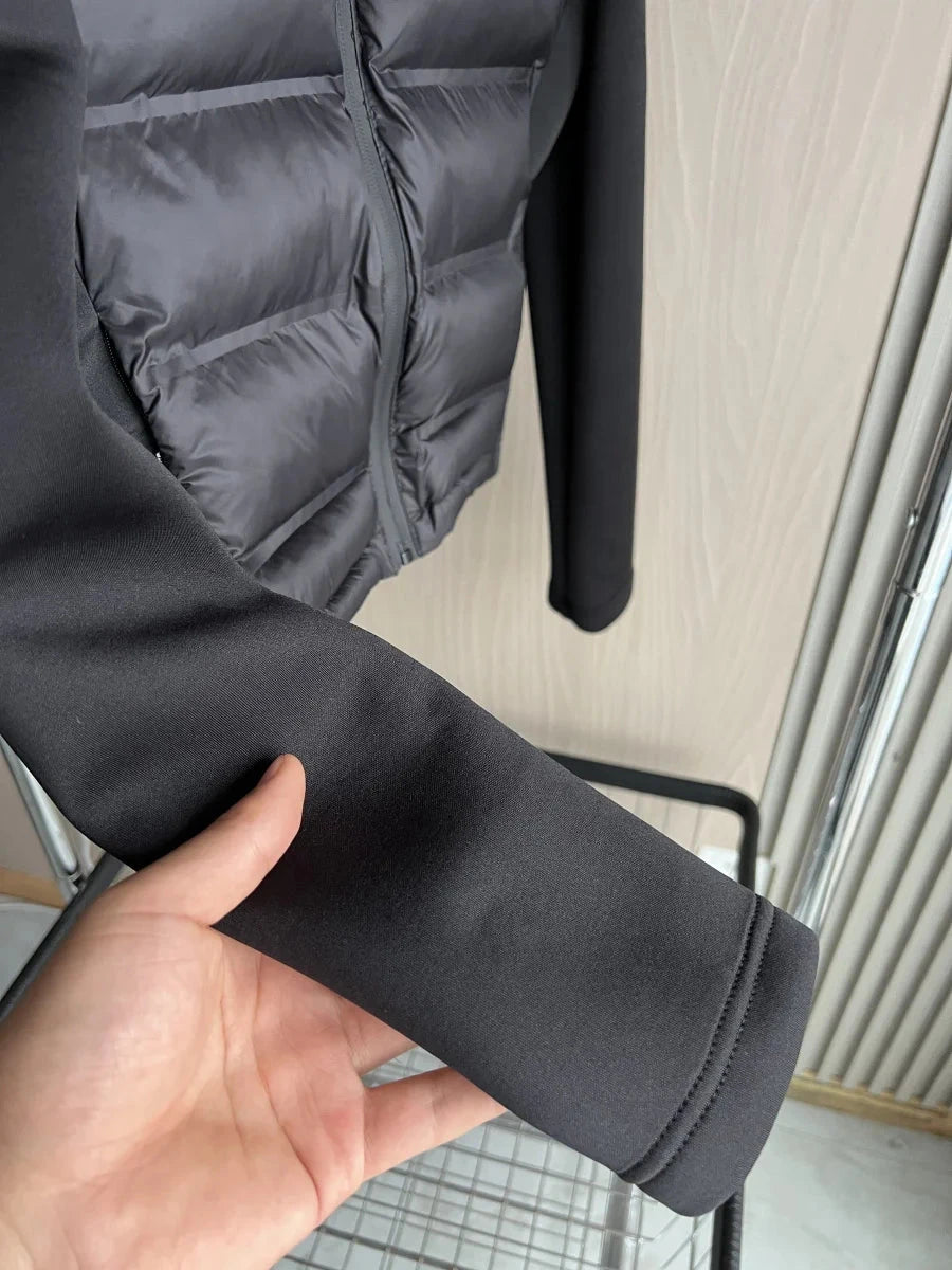 Lightweight Warm Down Jacket with Long Sleeves and Zippered Hooded Sports Coat Ohberri