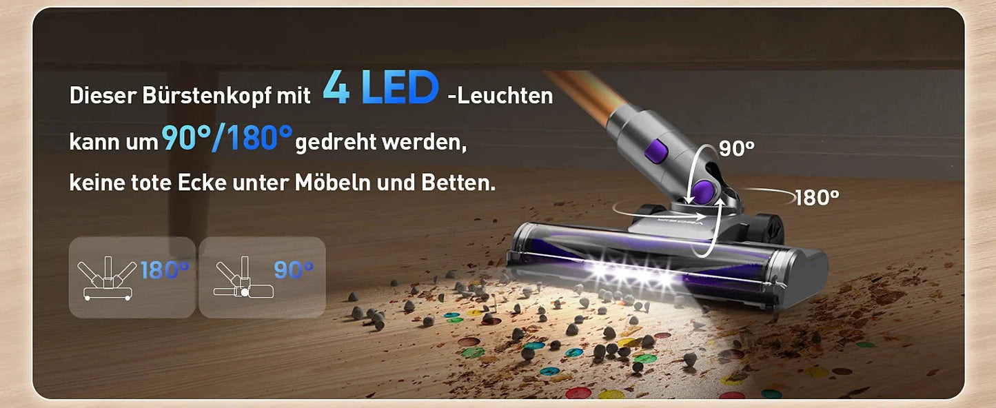 Cordless Vacuum Cleaner 55Mins Running Time with Touchscreen Ohberri