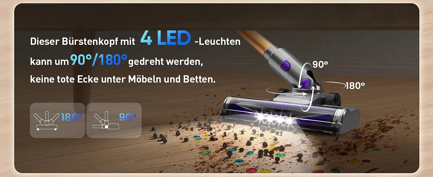 Cordless Vacuum Cleaner 55Mins Running Time with Touchscreen Ohberri