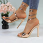 Strappy Gold Stilettos - Lace-Up Ankle Wrap Heels Ohberri