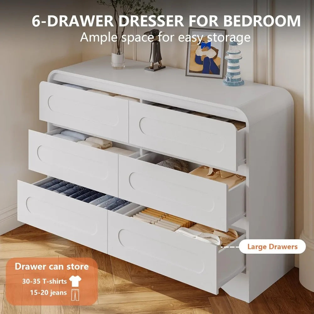 4 Pcs Bedroom Set, Dresser and Nightstand Sets, Including Modern Wooden Tall 6 Drawer Dressers - Ohberri