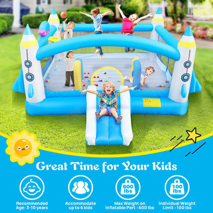 Bounce House With Long Slide Bouncing Area Basketball Hoop - Ohberri