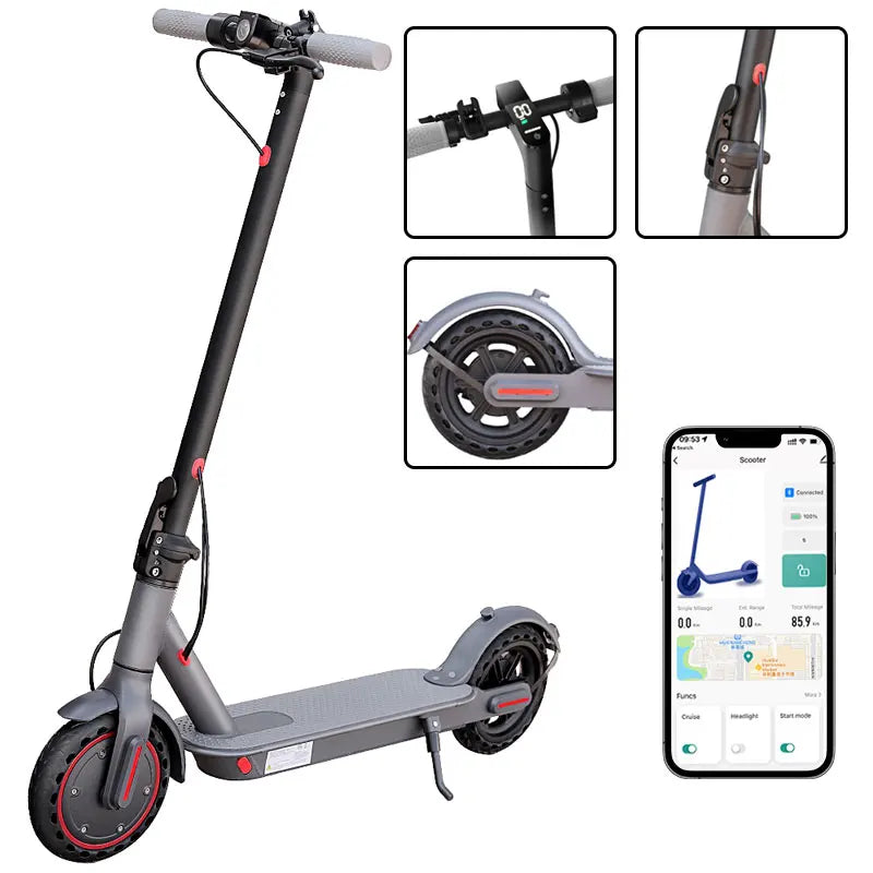 Electric Scooter 350W 19mph APP Smart Scooter Shock-absorbing Anti-skid ‎8.5 Inches Folding waterproof Ohberri