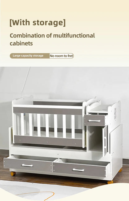 Wooden Baby Crib with Removable Drawers - Ohberri