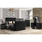 Modern Style Tufted Upholstered King 5PC Vanity Bedroom Set Wood in Black - Ohberri