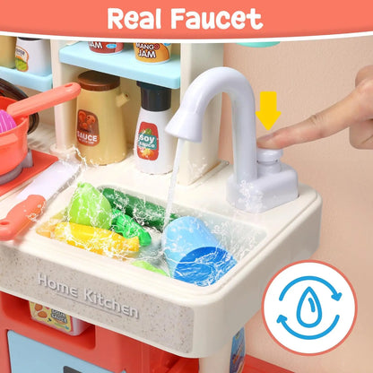Kitchen Play set with Sound and Light, Cooking Stove with Steam, Play Sink - Ohberri