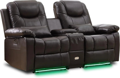Power Reclining Sofa – Electric Double RV Sofa with LED Lights - Ohberri