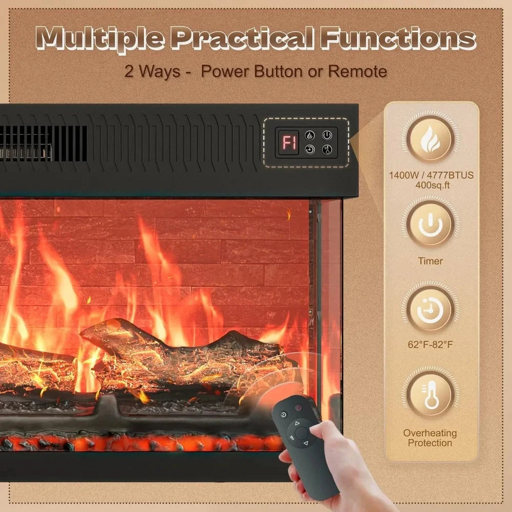 Fireplace TV Stand with LED Lights for 75 Inch TV -Farmhouse Ohberri