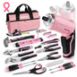 WORKPRO 53-Piece Pink Tool set with Electric Cordless Screwdriver Ohberri