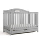 5-in-1 Convertible Baby Crib with Drawer and Reversible Headboard, Pebble Gray - Ohberri