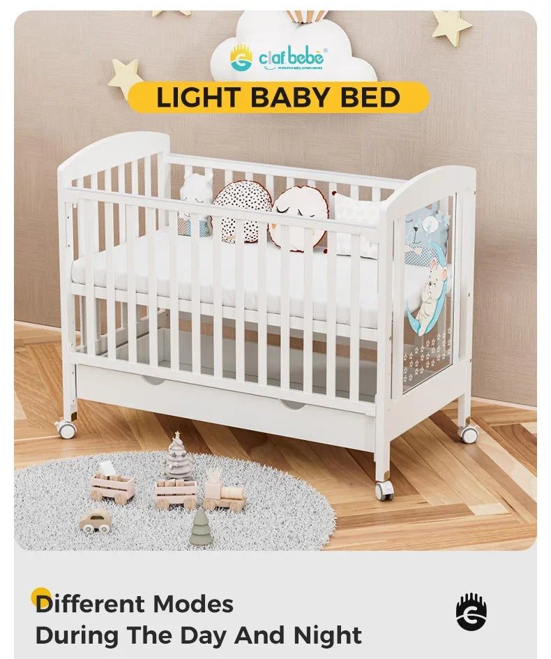 5 in 1 Adjustable Height Convertible Wood Baby Crib - Ohberri