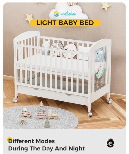 5 in 1 Adjustable Height Convertible Wood Baby Crib - Ohberri