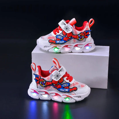 Disney Fashion Spiderman Baby Boys Sneakers Spring/autumn Children's Shoes Lighted Sneaker Trendy Kids Boy Sports Casual Shoes Ohberri