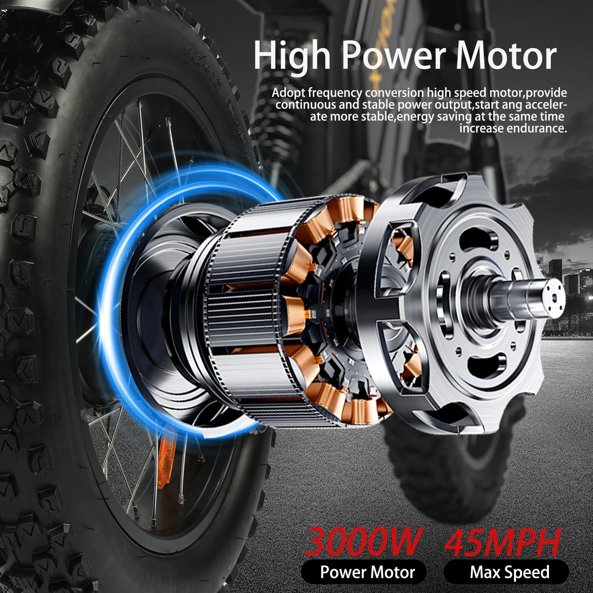 Electric Mountain Bike for Adults, 3000W E-bike , 45 MPH & 60 Miles Range Ohberri