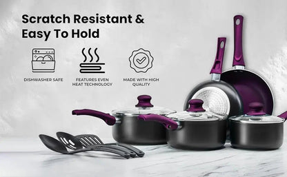 Pots And Pans Set Kitchen Cookware Sets Nonstick Aluminum Cooking Essentials 11 Pieces Ohberri