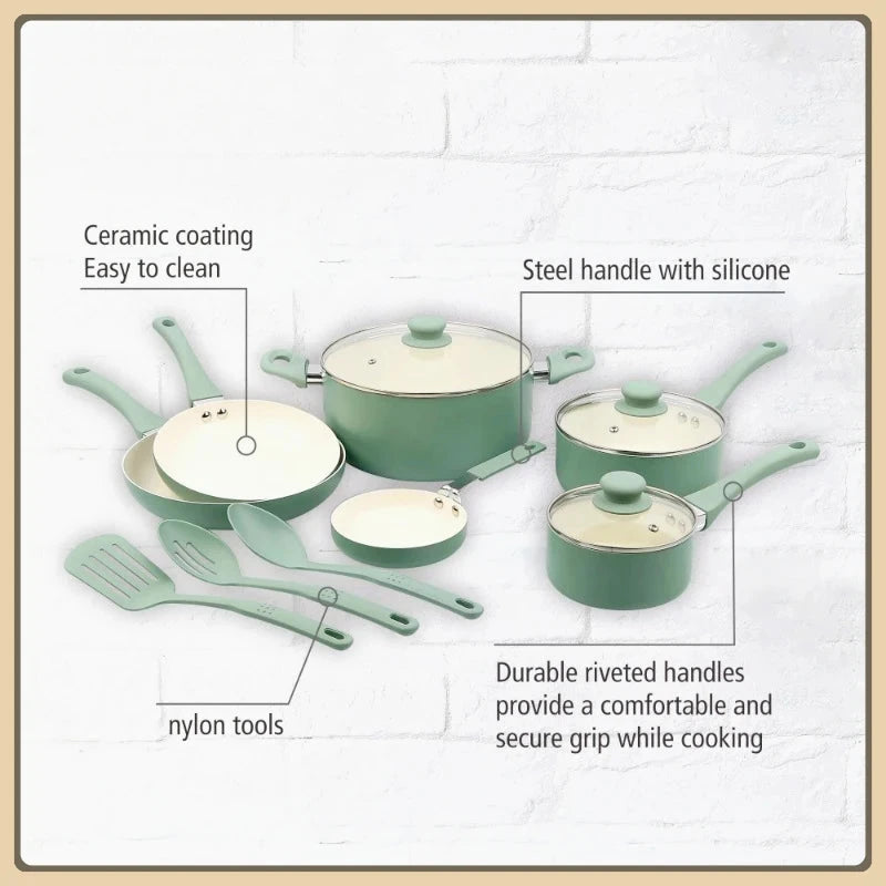 Ceramic aluminum 12-piece non-stick cookware set Ohberri