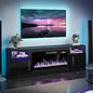 Fireplace with TV Stand 36" inch Electric Fireplace Up to 80" TVs, LED Light Modern Wood High Gloss Ohberri