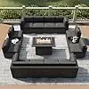 15 Piece Patio Furniture Set with Fire Pit Table, Outdoor Conversation Sets Wicker Rattan S Ohberri