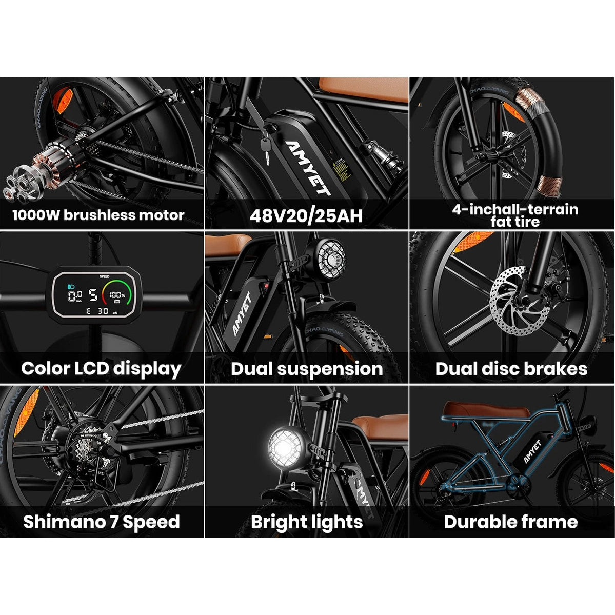 Electric Bike 1000W Motor 48V 20AH 20“ Tire - Ohberri